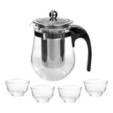 Conjunto De Chá Chaleira 500 Ml Com Infusor Inox 4 Xícaras