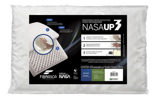 Travesseiro Nasa Up3 Gomo Massageador 60x40 Baixo Fibrasca