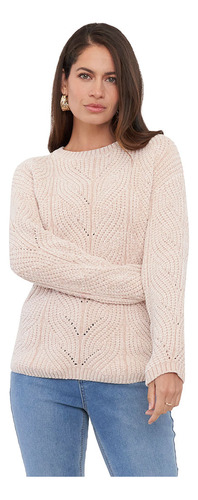 Sweater Mujer Chenille Espiga Beige Corona
