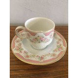 Tazas De Café Porcelana Tsuji Antiguas Rosa Y Flores C/u