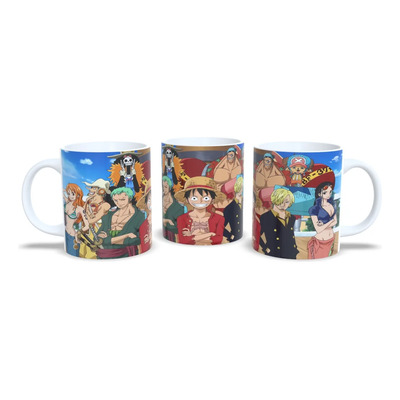 Taza One Piece Tripulación Completa Luffy Zoro Nami Anime Blanco Tripulación Sombrero De Paja Completa