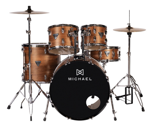 Bateria Michael Dmt322 Bumbo 22 Matte Mahogany Completa