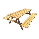 Mesas De Madera Pic Nic Picnic Exterior, Bancas, Jardin,