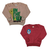 Kit 2 Blusa Flanelada Moletom Frio Menino Bebê Infantil Gola