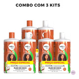 Combo 03 Kit Sos Cachos Óleo De Coco Profundo 1l Salon Line