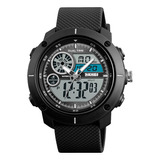 Reloj Hombre Skmei 1361 Sumergible Digital Alarma Cronometro Malla Negro Bisel Negro Fondo Blanco