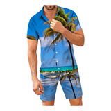 Conjunto De Ropa De Playa Hawaiana Para Hombre, Camisa Boho