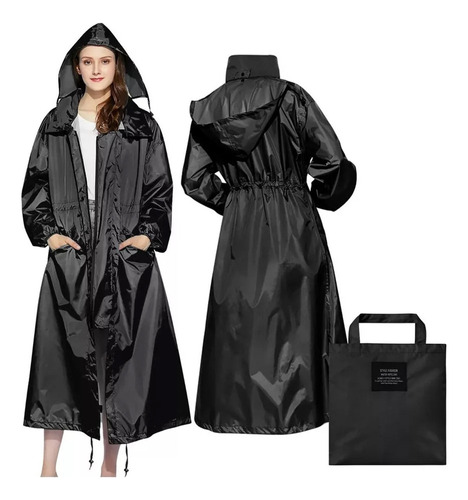 Capa Impermeable Mujer Moda Lluvia Tipo Gabardina Larga