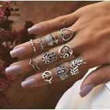 Set X10 Anillos Estilo Vintage 