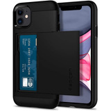 Funda Para iPhone 11 (2019), Negro/delgada/tarjetero