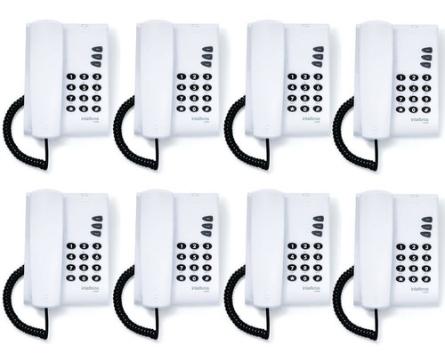 Kit 8 Telefones C/ Fio Mesa Ou Parede Pleno Branco Intelbras