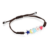 Pulsera Nit Acero Y Cordón Marrón Tous 5 Dijes Motiv  Mujer 