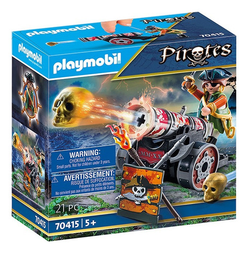 Playmobil Pirata Con Cañón Lanza Calaveras Batalla #70415