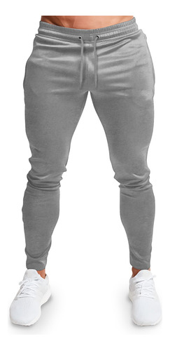 Calça Liso Academia Moletom Jogger Masculina Slim Bolsos