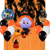 Combo Cumpleaños Globos Tematica Halloween Bruja Caramelera