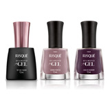 Kit Esmalte Diamond Gel Risque 2 Cores Roxo Lilás + Top Coat