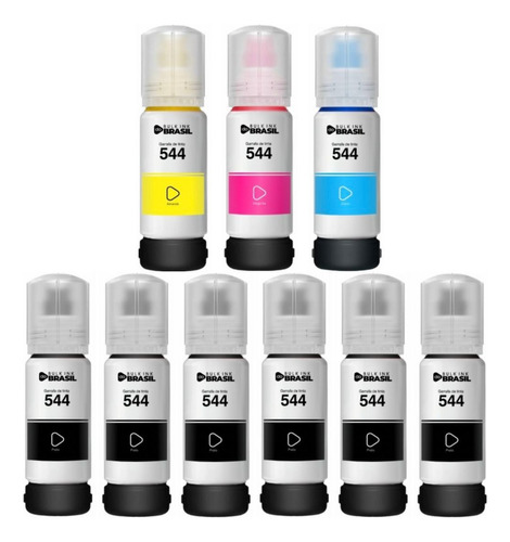 9x Refil Tinta Para Uso Epson T544 L3110 L3150 L3250 B Y C M