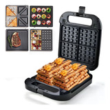 Sandwichera 4 En 1, Mini Donut Maker 12 Agujeros, Waffle Mak