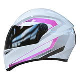 Casco Integral Moto Vertigo V50 Phantom Blanco Rosa Brillo