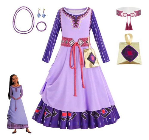 Vestido Fantasia Princesa Asha Wish Completa Com Acessórios