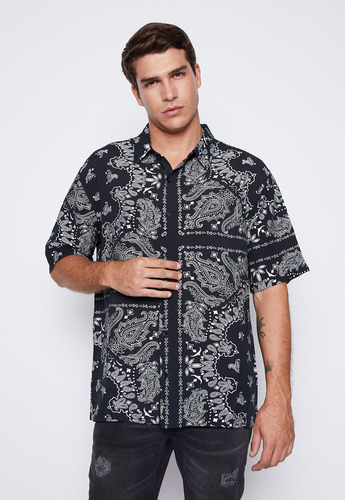 Camisa Hombre Negro Guayabera Family Shop