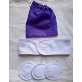 Kit Desmaquillante Reutilizable 3 Pads + Vincha + Bolsita 