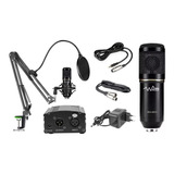 Microfone Bm800 + Phantom Power + Suporte Móvel + Pop Filter