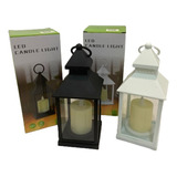 Farol Fanal Vela Led Calido Blanco Negro A Pilas