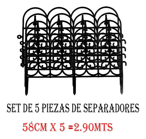 Kit 5 Borde Tipo Valla Plástico Jardines, Patios Separador