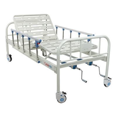 Cama Hospitalaria Manual 2 Manivelas Barandales Abatibles Color Blanco