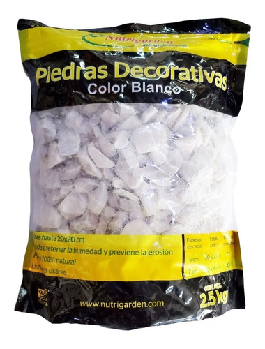 Roca Decorativa Marmol Blanco Bolsa 2.5kg Cubre 20x20 Cm