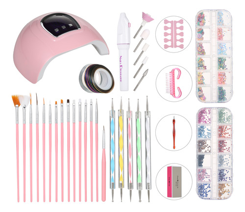 Nail Lamp Beauty Nail Kit Para Uñas, Manicura, Punteado