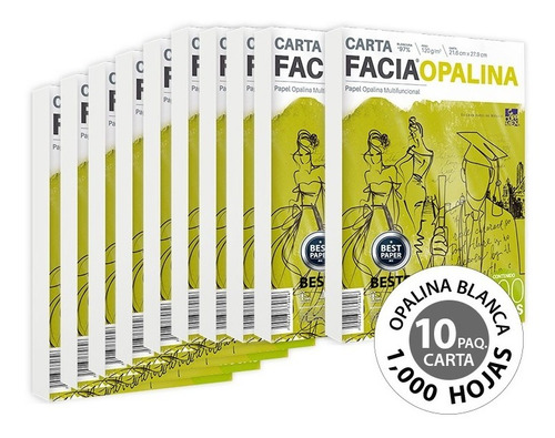 Papel Facia Opalina 120 Gr Carta - 1,000 Hojas