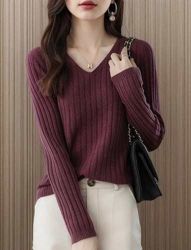 Suéter Mujer Prendas De Punto V Cuello Moda Invierno