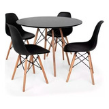 Jogo Mesinha Redonda + 4 Cadeiras Wood Madeira 70cm Design M