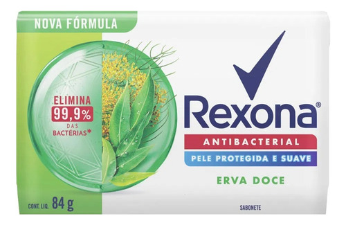 Sabonete Antibacterial Erva Doce Rexona 84g Kit C/36
