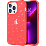 Funda Hython Transparente Para iPhone 13 Pro Max-red Glitter