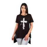 Camiseta  Camisa Blusa Long Feminina Estampada Baratas