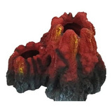 Adorno Volcán Con Lava De Resina 17x13x10 Cm Pecera  Acuario