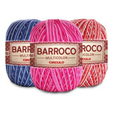 3 Novelos Barbante Barroco Multicolor 6 Crochê 400g