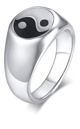 Anillo Ying Yang Negro Espiritual Unisex Acero Inox A229