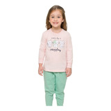 Pijama Bebê Menina Gatinhos Algodão Manga Longa E Calça 3809