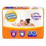 Fralda Pom Pom Protek Proteção De Mãe Mega G 42 Unidades Gênero Sem Gênero