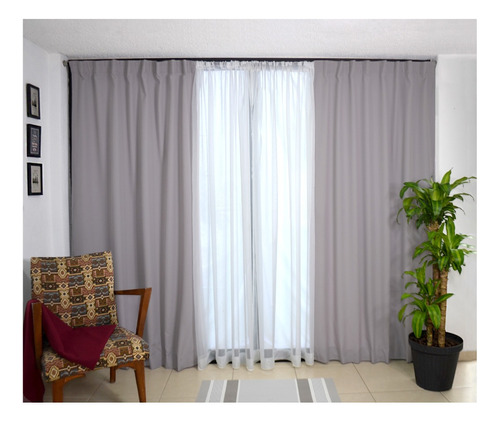 2 Cortinas Maeva Doble Tela + Lienzo (1.50alto X 2.80ancho)