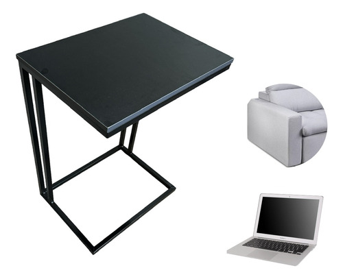 Mesa Mini Aparador Home Office Decorativa Tampo Preto Luxo 