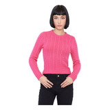 Sweater Mujer Slim Trenzado Fucsia Corona