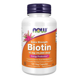 Biotina 10000 Mcg (10mg) 120 Cápsulas  Now Foods Eua