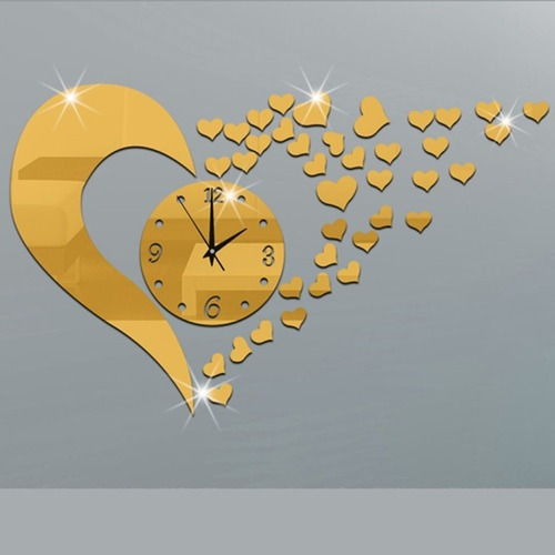 Reloj De Pared Acrílico Dorado Bricolaje Espejo Círculo Deco