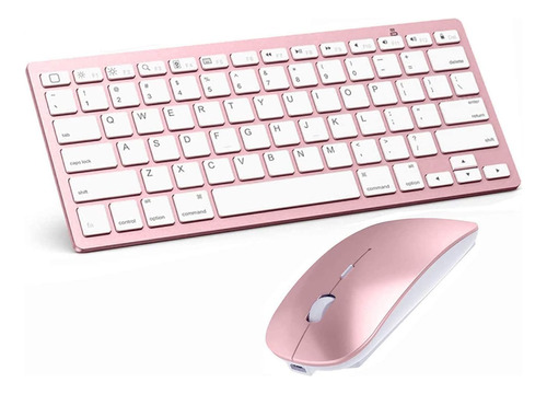 Combo De Mouse Y Teclado Directamente A Bluetooth (oro Rosa)