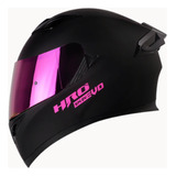 Casco Hro 514 Evo Solid Negro/ Rosa Certificado Dot De Moto 